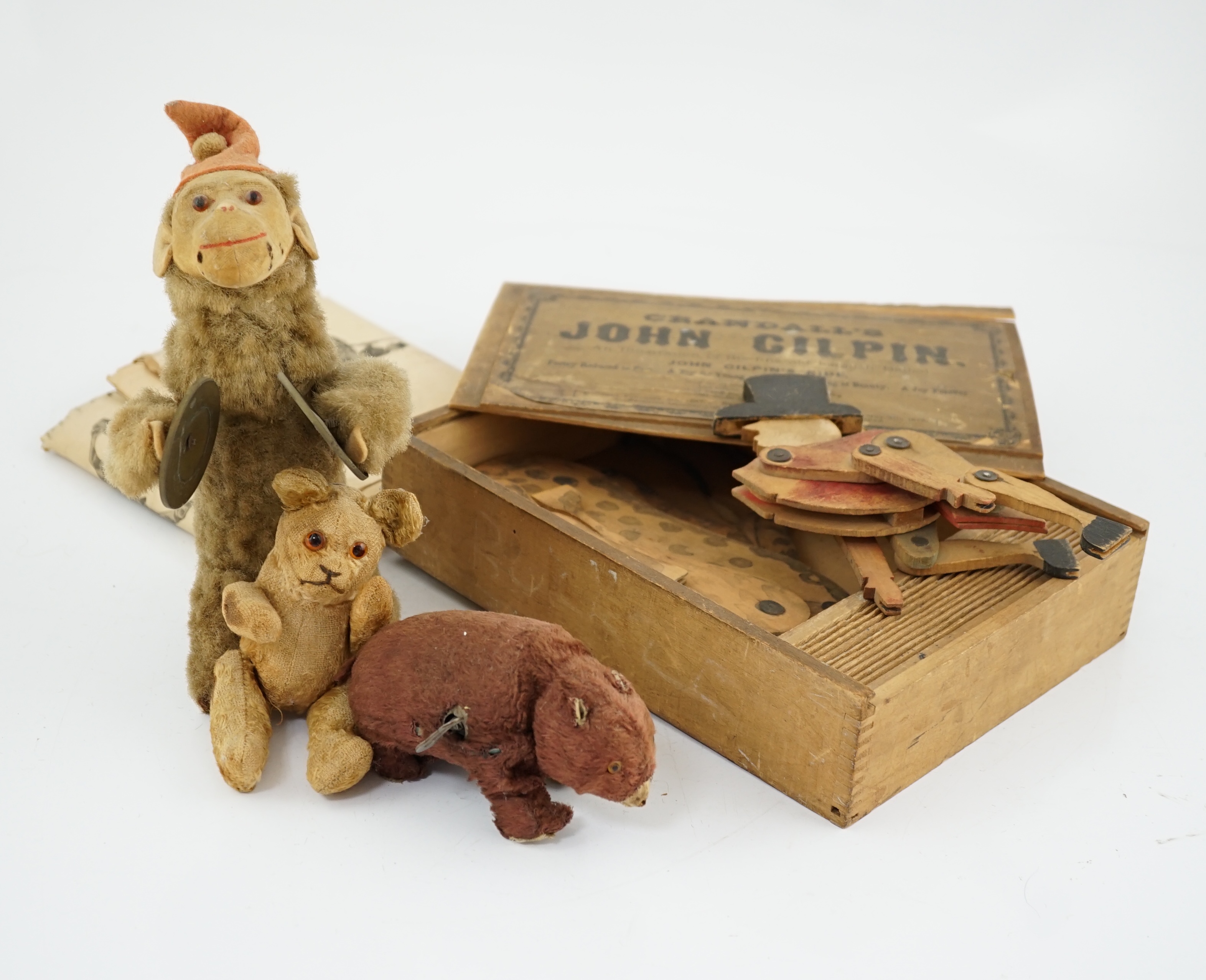 Grandall’s John Gilphin’s toy c.1876, with paperwork and original box, horse and rider and three toys